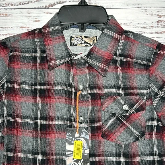 First Wave Dillards Charcoal Flannel Button Up Boys Size 10/12 NWT - Picture 6 of 15